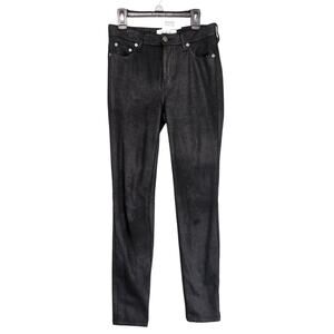 We The Free People 26x28 Black Microfiber Faux Suede Skinny Jeans, Punk Y2K